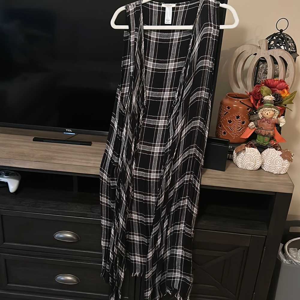 Maurices Long flannel vest cardigan. One size
